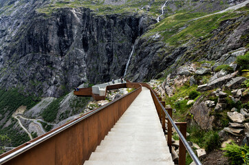 View of the architectural viewpoint Trollstigen in Norway.