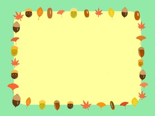 どんぐり　フレーム　カード　緑　可愛い　
