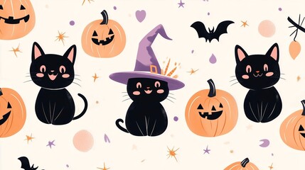 Cute Cat and Halloween
