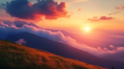 Obraz premium Golden Hour Mountain Panorama