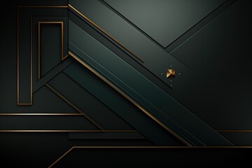 Obraz premium Abstract dark background with gold lines and geometric shapes.