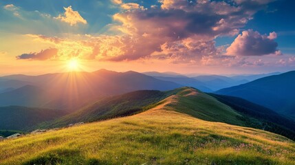 Golden Hour Over Majestic Mountain Range