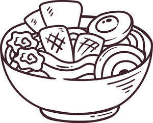 ramen japanese food style line art