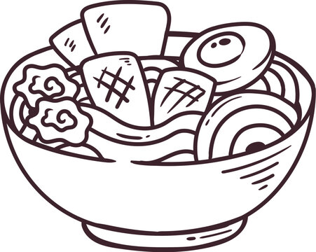 recommend clip art: ramen japanese food style line art