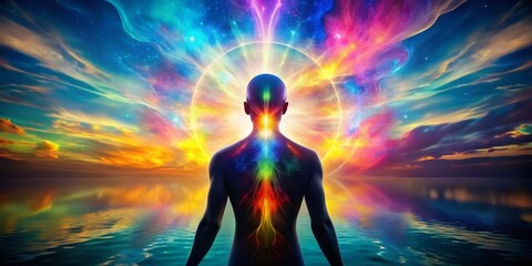 Surreal Evolution: A dreamlike silhouette of a patient morphing into a hopeful and vibrant being, signifying the transformation through healing.