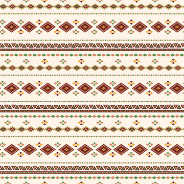 Seamless pattern. African totem. Small triangles and rhombuses. Traditional ethnic tribal style. Woven fabric. Triangular symbol. decorative background African Nordic Indian.