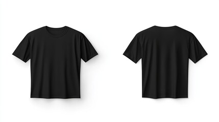 Black T-shirts front and back view, used as design template isolated on white background .generative ai