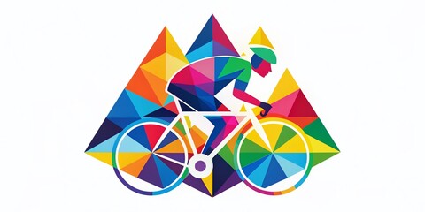 Vibrant Cycling Crest: Energetic, geometric, cycling-inspired logo with bold colors and sharp angles.