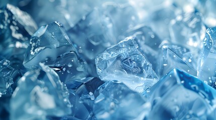 Abstract Frozen Crystal Surface with Blue and Ice White Hues