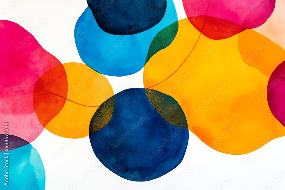 Aufkleber vibrant abstract watercolor circles in various colors creating a lively and artistic composition for
