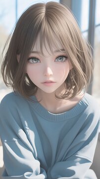 An anime-style full-body painting in high-definition, showcasing a detailed and realistic portrayal. The character is illuminated by bright daylight