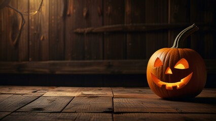Obraz premium halloween pumpkin on wooden background