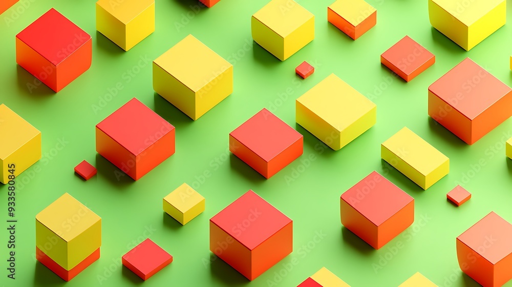 Aufkleber abstract vibrant heatmap in minimalistic isometric composition on light green background with red an