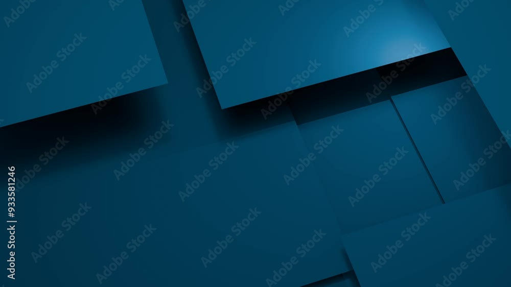 Poster abstract background light moves inside blue rectangular planes 3d render looped animation