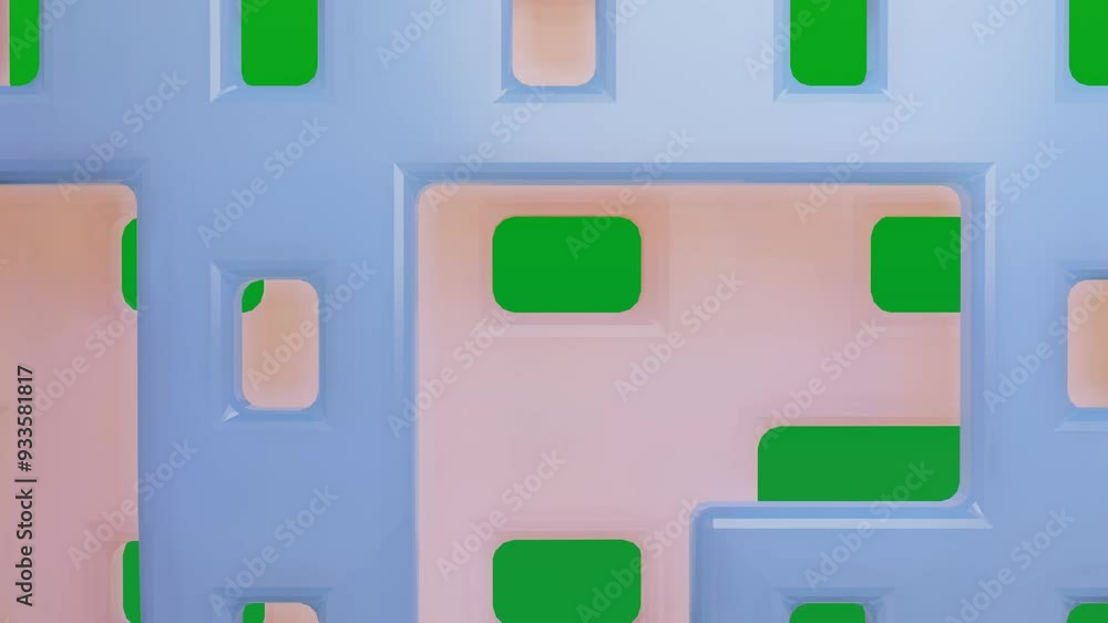 Poster abstract animated background. rotating planes with holes. 3d render looped animation