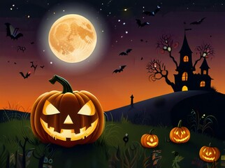 Fototapeta premium halloween background with pumpkin