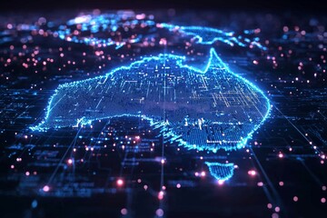 Fototapeta premium Digital map of australia network connectivity created with generative ai