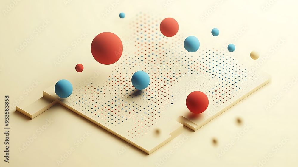 Aufkleber precision dot matrix chart in minimalistic isometric composition on light yellow background with hyp