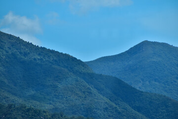 Fototapeta premium Close-up of the mountains with blue sky. Nature scene.