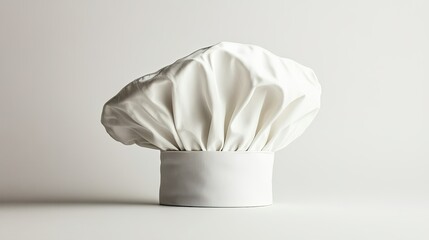 A visually striking image of a chef hat set against a simple background, with ample copy space, ideal for culinary advertisements or food-related content.