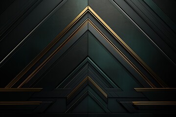 Obraz premium Abstract dark geometric background with gold stripes.