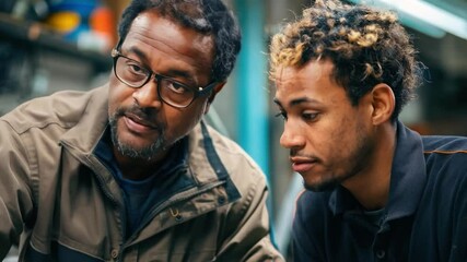 An instructor guides a student through a complex repair, pointing out details and providing hands-on assistance