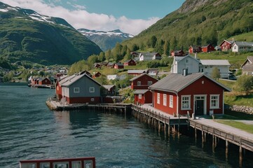 Naklejka premium Norway, Olden, 2023-06-24, Olden is a village in Stryn Municipality, Vestland Province.