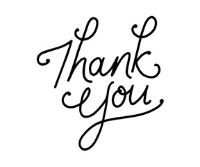 Thank you calligraphy black hand lettering