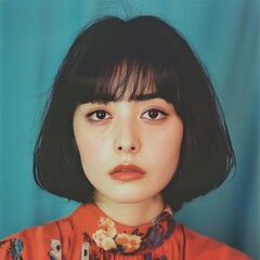 A 17-year-old Japanese female singer from the 80s, showcasing voluminous hair and vibrant fashion typical of the era, exudes a nostalgic and energetic vibe.