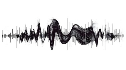  Abstract doodle sketch with voice wave recording and acoustic line music logo. Illustration in vector format