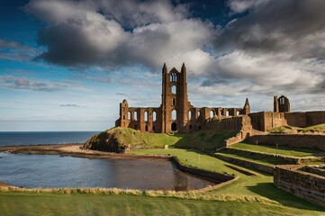 Fototapeta premium Ruins of Tynemouth Castle and Priory. 