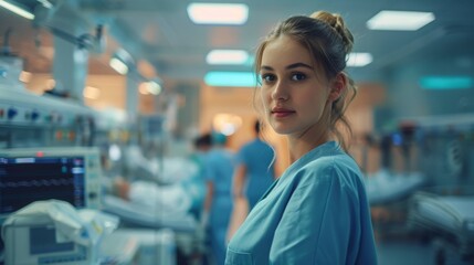 Fototapeta premium Compassionate nurse , Dedicated nurse , Hospital ward , Patient care 