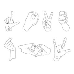 set of hand illustration design love sign