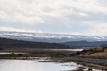 nordic landscape along the road from Alta to the Island of Mageroya, Norway