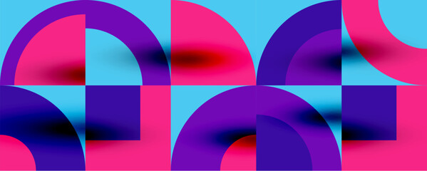 Fototapeta premium Neo memphis geometric pattern with circles, squares. Pop art abstract background for covers, banners, flyers and posters and other templates