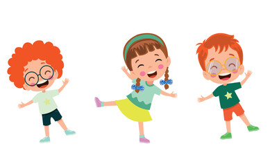 vector illustration of students in different postures