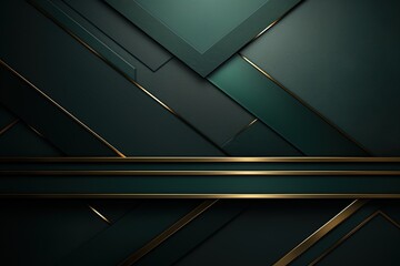 Obraz premium Abstract dark green and gold geometric background.