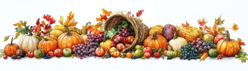 A basket overflowing with fresh autumn vegetables and fruits, a healthy and vibrant harvest
