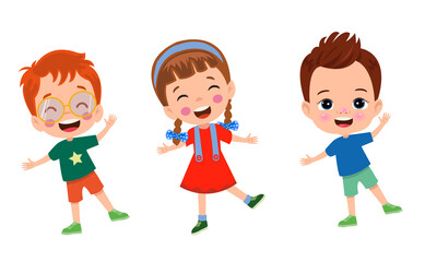 vector illustration of students in different postures
