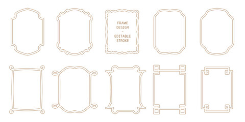 A set of framed designs with various decorations.  Editable stroke. 