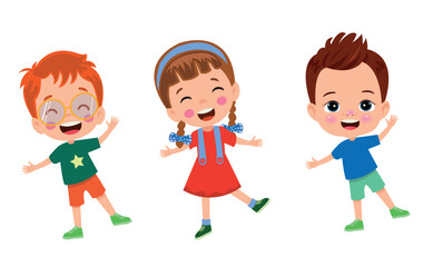 vector illustration of students in different postures