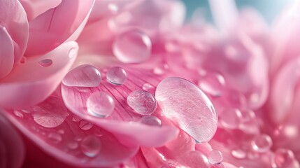 Fototapeta premium crystal water drop on flower petals, light colors