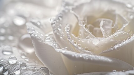 Fototapeta premium crystal water drop on white rose flower petals, light colors