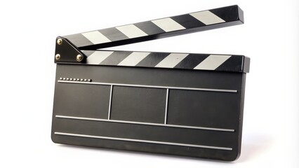 Fototapeta premium Film slate, director's clapboard isolated on white background in rendering, film, cinema, movie, production, director, action