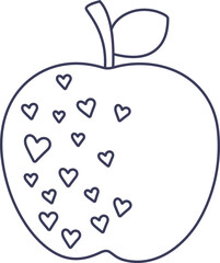 apple vector black isolated lineal doodle illustration