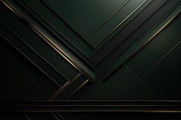 Obraz premium Abstract dark green and gold geometric background.