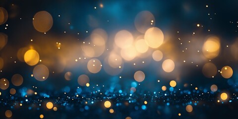 Golden bokeh lights against a dark background, creating a magical and dreamy ambiance.