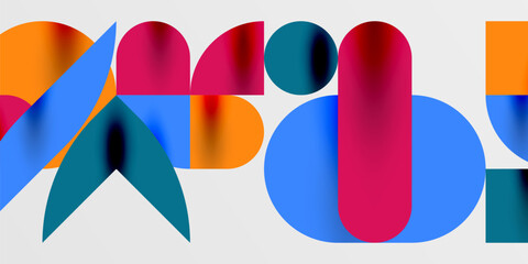 Circles, semi circles, squares and round shapes mosaic techno art. Vector Illustration For Wallpaper, Banner, Background, Card, Book Illustration, landing page