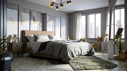 Obraz premium Bedroom furniture, bedroom interior, bedroom design 