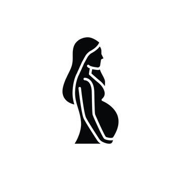 recommend clip art: Pregnancy icon. Simple solid style. Pregnant woman, maternal, lady, fertility, mom, baby, mother, gynecology, health concept. Black silhouette, glyph symbol. Vector illustration isolated.